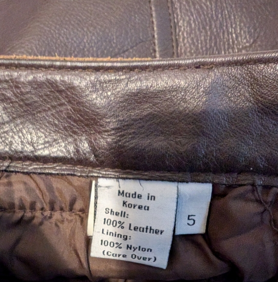 Vintage Calvin Klein 90s Leather Pants 5 / Small Brown - Picture 8 of 13